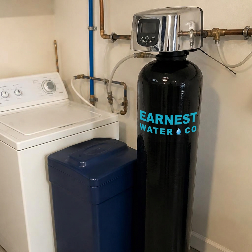 Softener installed in a laundry area