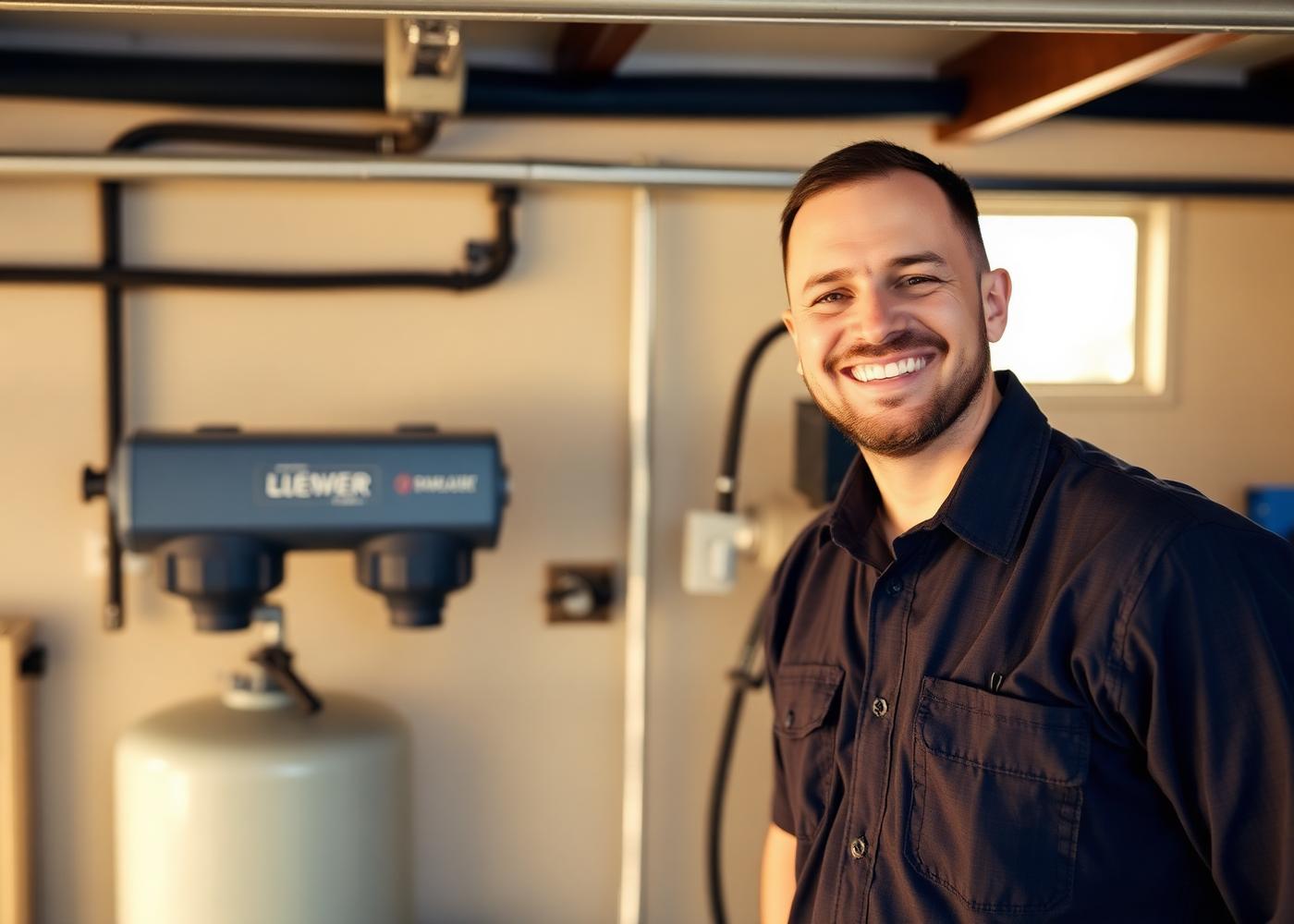 Earnest Water Co. technician in a Southern California garage
